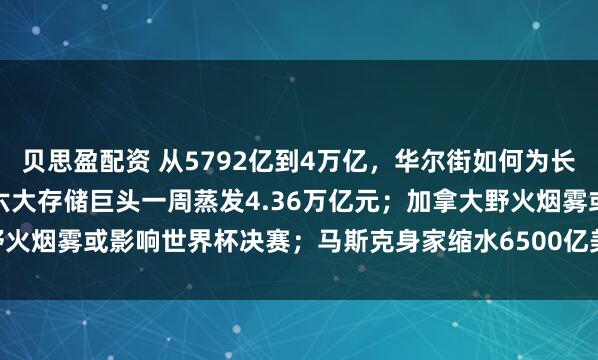 贝思盈配资 从5792亿到4万亿,华尔街如何为长鑫科技疯狂定价;美日韩六大存储巨头一周蒸发4.36万亿元;加拿大野火烟雾或影响世界杯决赛;马斯克身家缩水6500亿美元 | 一周国际财经