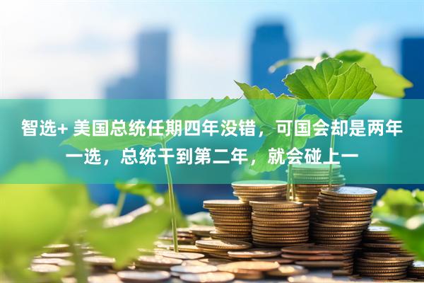 智选+ 美国总统任期四年没错，可国会却是两年一选，总统干到第二年，就会碰上一